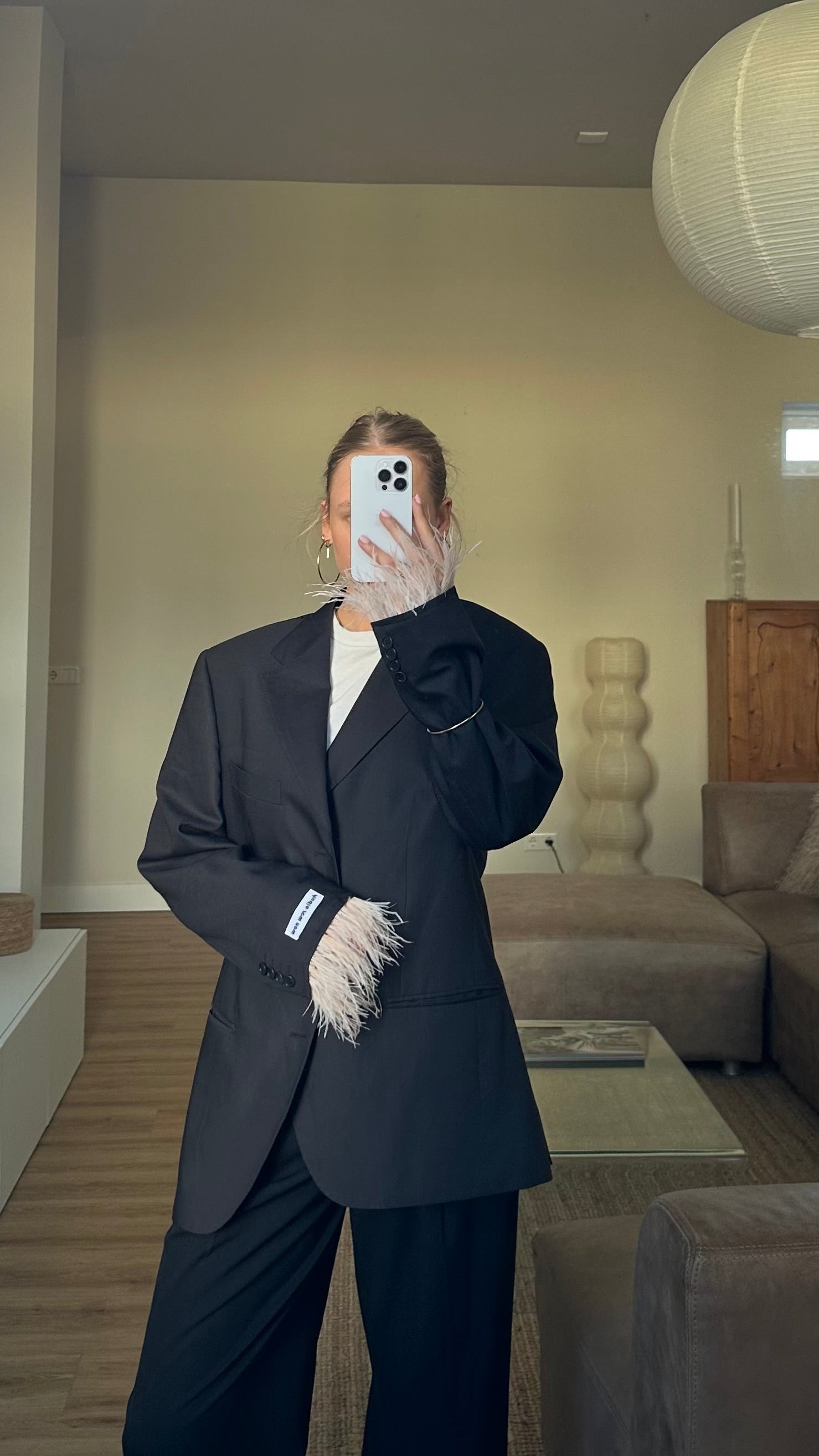 Feather Blazer Black