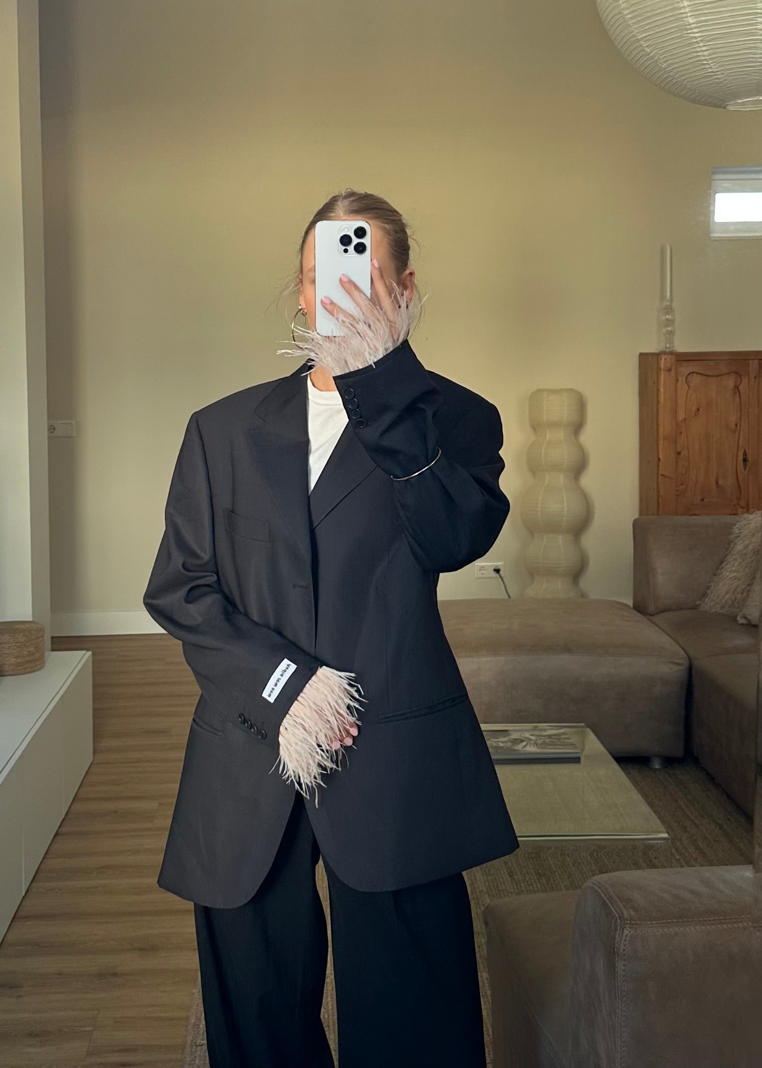 Feather Blazer Black